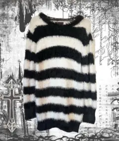 モヘアシャギーニット 黒白ボーダー サブカル パンク V系 平成 Y2K