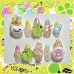 ネイルチップ 平成女児 ウィッシュコア クローバー 星 なると ねこ 音符