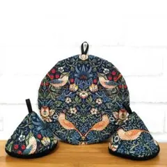 ウィリアムモリス三角鍋つかみ2個と鍋敷き☆ ハンドメイド ボタニカル ギフト