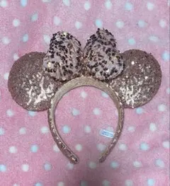 ミニー耳カチューシャ ローズゴールド スパンコール