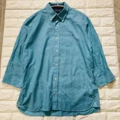 TOMMY HILFIGER コットンリネン　七分袖シャツ　メンズ　L