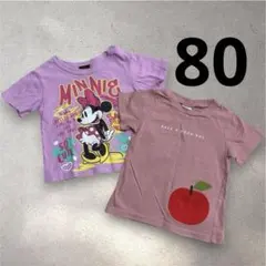 BABYDOLL/ベビードール ミニー Tシャツ パープル りんご柄 ピンク80