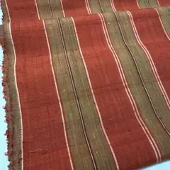 古布 絹 紬 反物はぎれ 30×100cm〜 オレンジ 縞模様