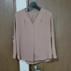 VIS 長袖 Vネック ブラウス ベージュのサムネイル