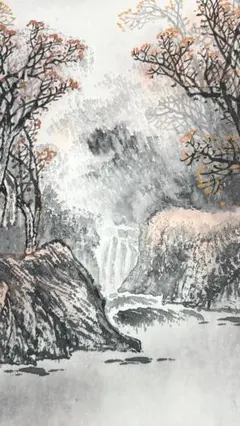 逸品 水墨鹿図 月夜図 掛軸風｜静寂と癒し・侘び寂びの美・一点限り（値下げ相談可 水墨 鹿の絵 月夜 掛軸風 和風インテリア 侘び寂び 一点物（値下げ交渉