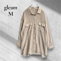 【gleam】【M】長袖ブラウス　薄生地　羽織り　シャツ　ボタン　光沢　春夏のサムネイル