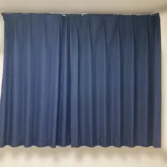 ネイビー ドレープカーテン　100×140 タッセル付き