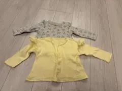 イエローと花柄グレーのトップス 80