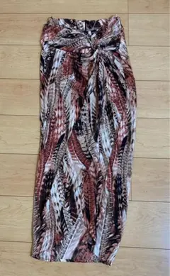 SHEIN くすみピンク エスニック柄 ロングスカート フロントスリット XS