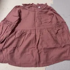 フリルネック 長袖カットソー くすみピンク 90cm