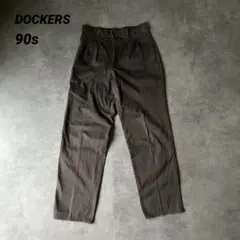 90sDOCKERS ドッカーズ 2タックワイドチノ チャコールグレー　古着　茶