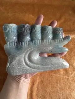 トロレアイト フクロウ 彫刻｜知恵と直感を宿す守護の石｜天然石置物 トロレアイト フクロウ 彫刻｜知恵と直感を宿す守護の石｜天然石置物