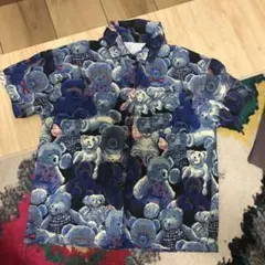 子供クマ柄 半袖シャツ 青系