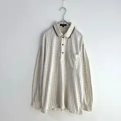 3792【COMFORTAVENUE】長袖ポロシャツ　チェック　Ｌ　メンズ　秋冬