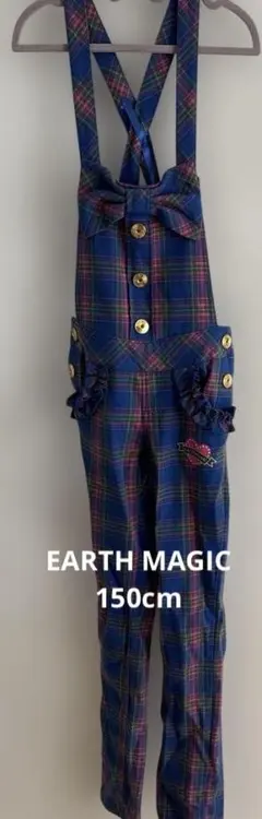 EARTHMAGIC チェック柄サロペット150