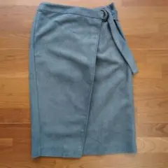 グレー スエード風 ラップタイトスカート