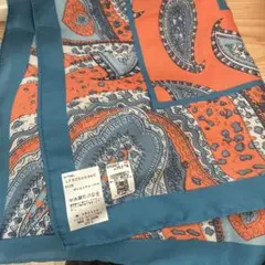 ペイズリー柄スカーフ オレンジ 青