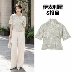 【即日発送】伊太利屋 GK 総柄 カシュクール風 カットソー 半袖 S相当のサムネイル