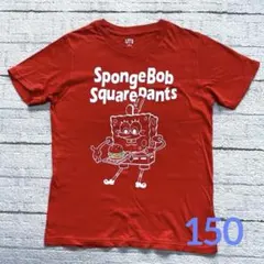 スポンジボブ　Tシャツ　150 ユニクロ　綿100 オレンジのサムネイル