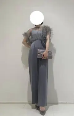 LAGUNAMOONLADYチュールショルダーパンツドレスライトグレーソンイさん