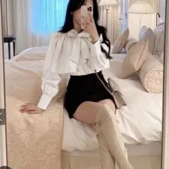 GRL ボリュームスリーブボレロＸボウタイブラウス tu442