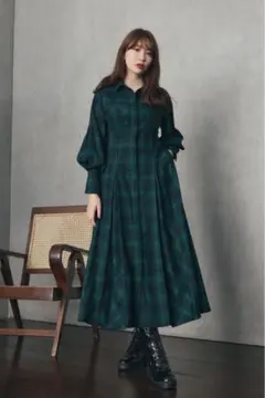 herlipto ハーリップトゥ　チェックシャツワンピース　緑 2025年最新】herliptoチェックワンピースの人気アイテム - メルカリ