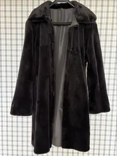美品 シルク100%×シェアードミンク リバーシブルコート 高級 毛皮