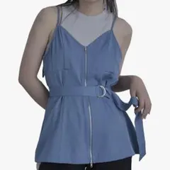 ベルト付きフロントジップビスチェ