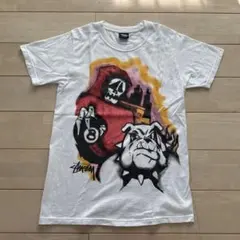 STUSSY Tシャツ skull 8ボール スプレーペイント