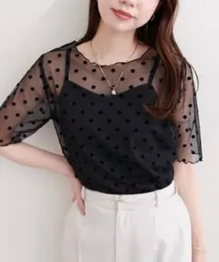 新品！natural couture フロッキードットプルオーバー＆キャミのサムネイル