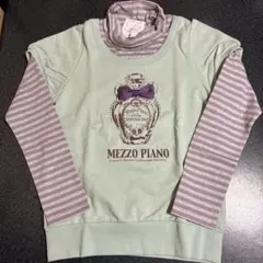 mezzo piano jr重ね着風香水瓶デザイン＆ラインストーン付きトレーナー