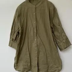 バンドカラー シャツワンピース カーキ Mサイズ