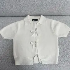 ザラ　ZARA リボンディテールニットトップス　半袖