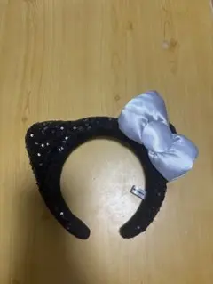 USJ ハローキティカチューシャ 黒 スパンコール