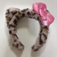 ユニバ キティ ハローキティ カチューシャ ヒョウ柄 ピンク リボン