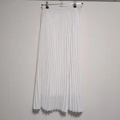 ホワイト プリーツスカート ゴムウエスト Lサイズ