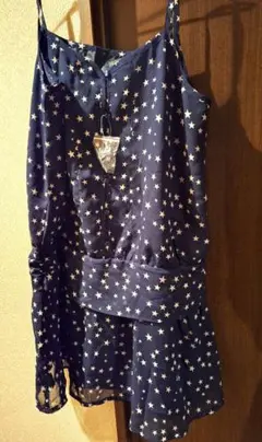 .fr ネイビー 星柄シフォンワンピース