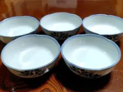 ソンべ焼き ライテウ焼き ベトナム 青い花デザイン 陶器ボウル 5個