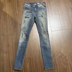 ディーゼル　DIESEL ダメージ加工 スキニーデニム ダークブルー