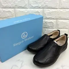 ほぼ新品 リーガルウォーカー サイドゴア レザー 本革 ブラック スリッポン