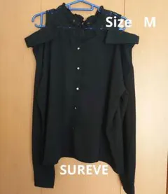 SUREVE オフショルダー レース 切替ブラウス ブラック Mのサムネイル