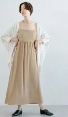 【新品】LEPSIM フクレJQDキリカエキャミワンピース ベージュ サイズF