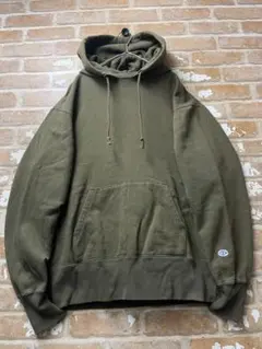 チャンピオン　パーカー　後付け　ランタグ　セパレートポケット　カーキ　復刻　古着