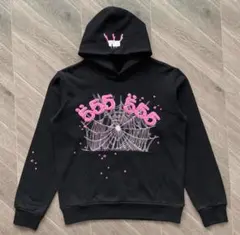 [最終値下げ　早い者勝ち！]sp5der hoodies フード付きパーカー 黒 Sp5der OG Web ブラック ロゴ フーディ パーカー 関送送料無料