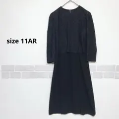 ブラックフォーマル ワンピース レース切替 上品 11AR ビンテージ J912