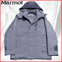 【Marmot】美品マーモット エンペラーダウン ナイロン ロゴ刺繍 グレー Lのサムネイル