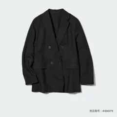 リネンブレンド ダブルブレストジャケット ブラック