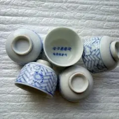 ＃昭和レトロ＃青い模様の湯飲み 5個セット＃