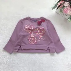 アナスイミニ 長袖トレーナー キッズ トップス 子供服 リボン フリル バラ 紫のサムネイル