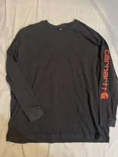 カーハート　ロンT 袖プリ　コットン　2XL オレンジ×チャコール